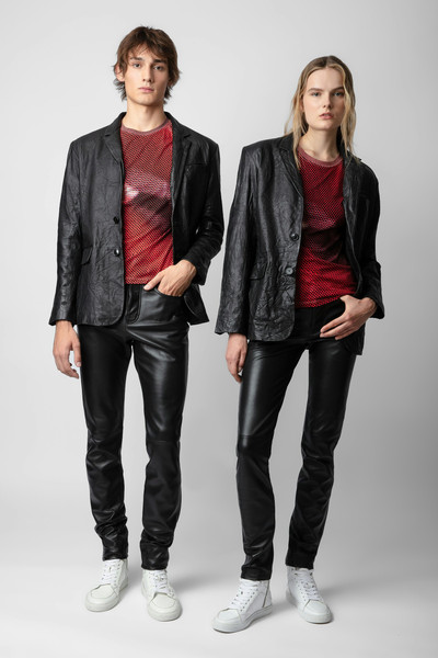 Zadig & Voltaire Valfried Crinkled Leather Blazer outlook