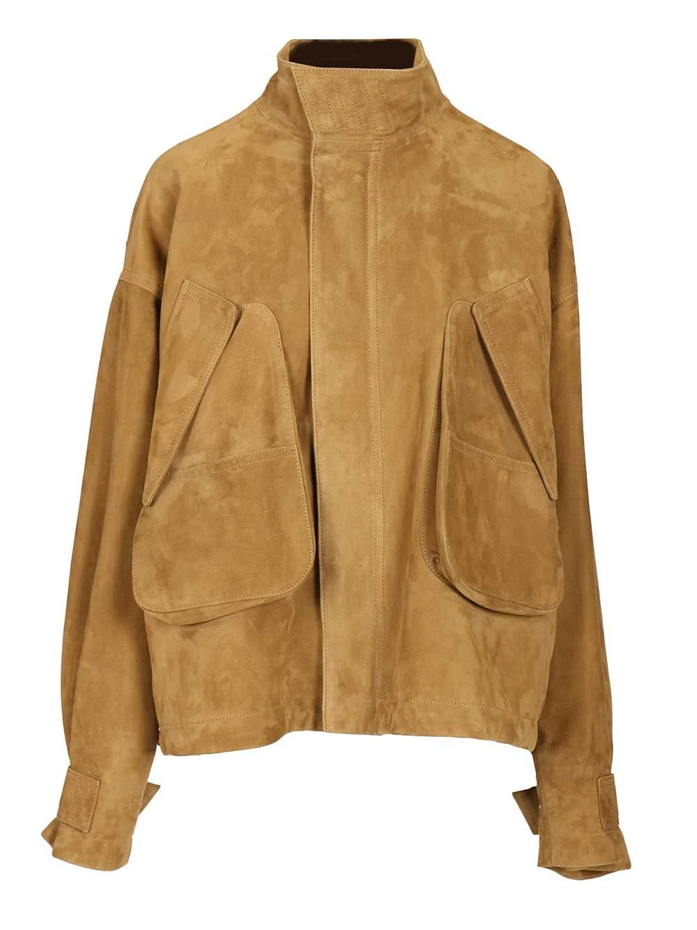 Leather Bomber Jacket Jackets Beige - 1
