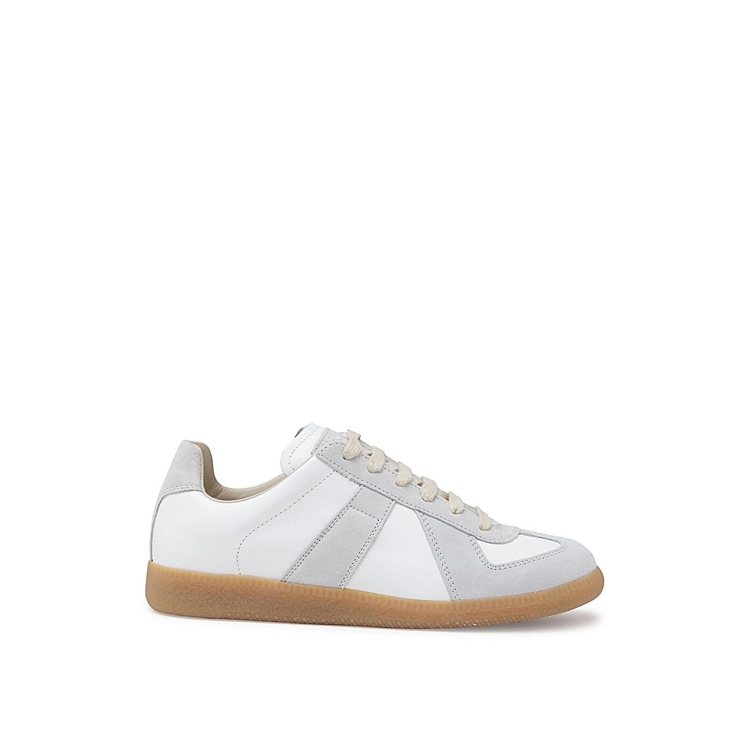 OFF WHITE LEATHER AND GREY SUEDE REPLICA SNEAKERS - 1