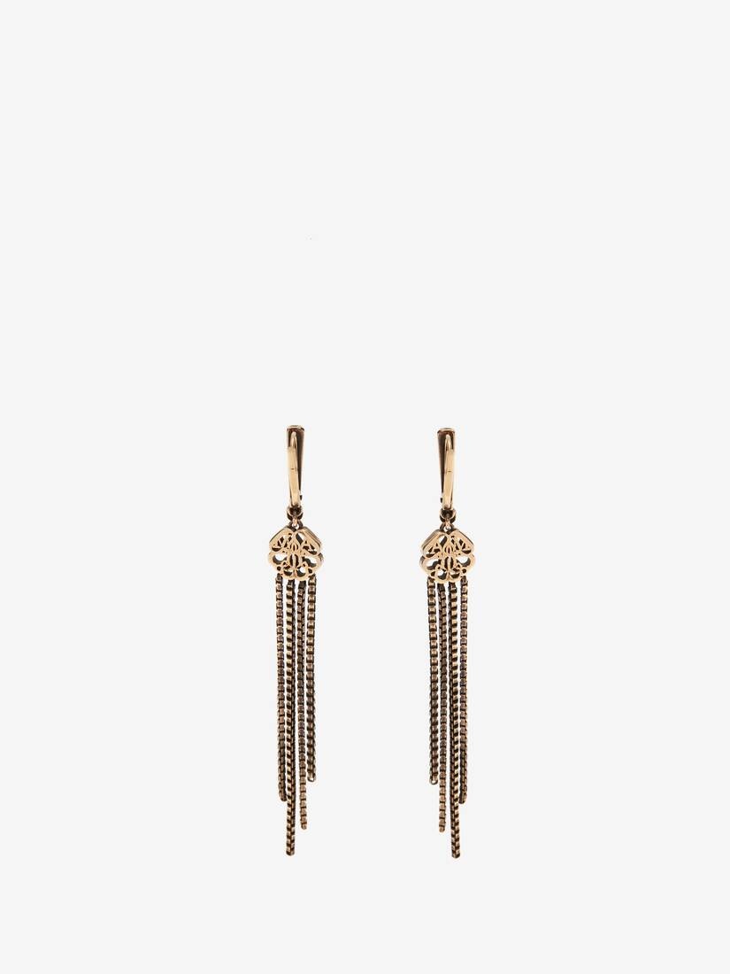 Women's Seal Drop Chain Earrings in Antique Gold - 3