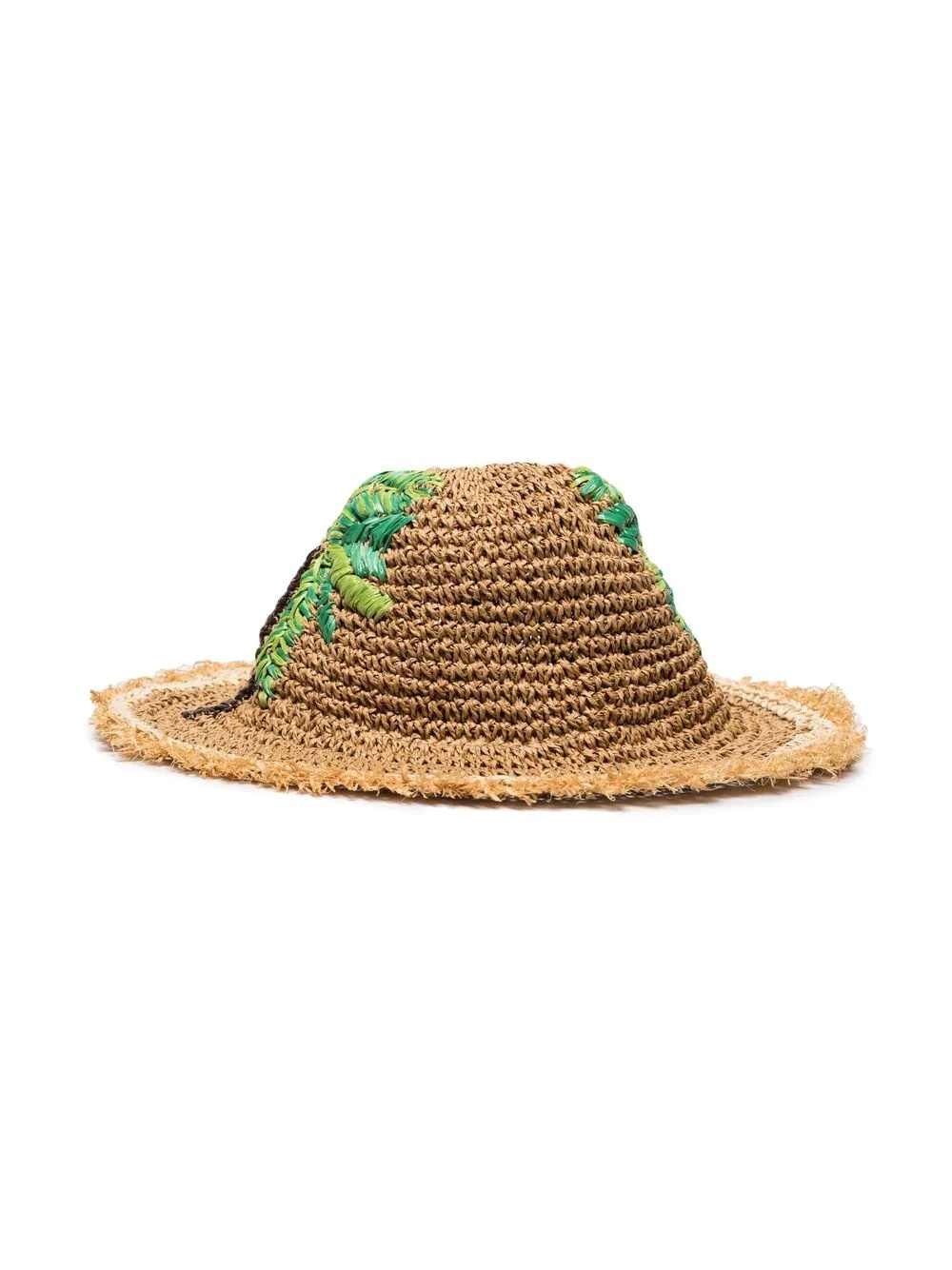 embroidered logo raffia hat - 4