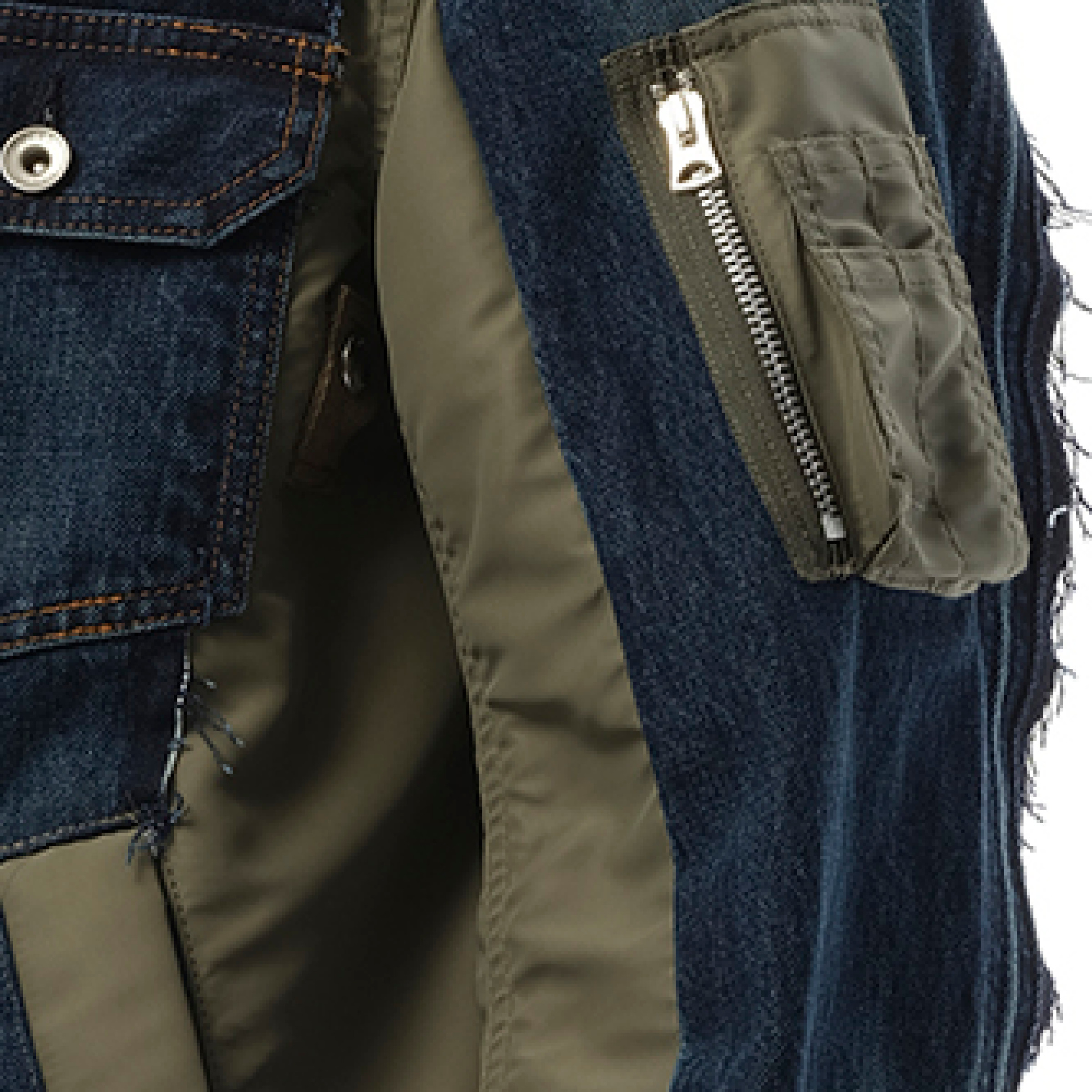 Denim Nylon Twill Jacket in Blue - 3