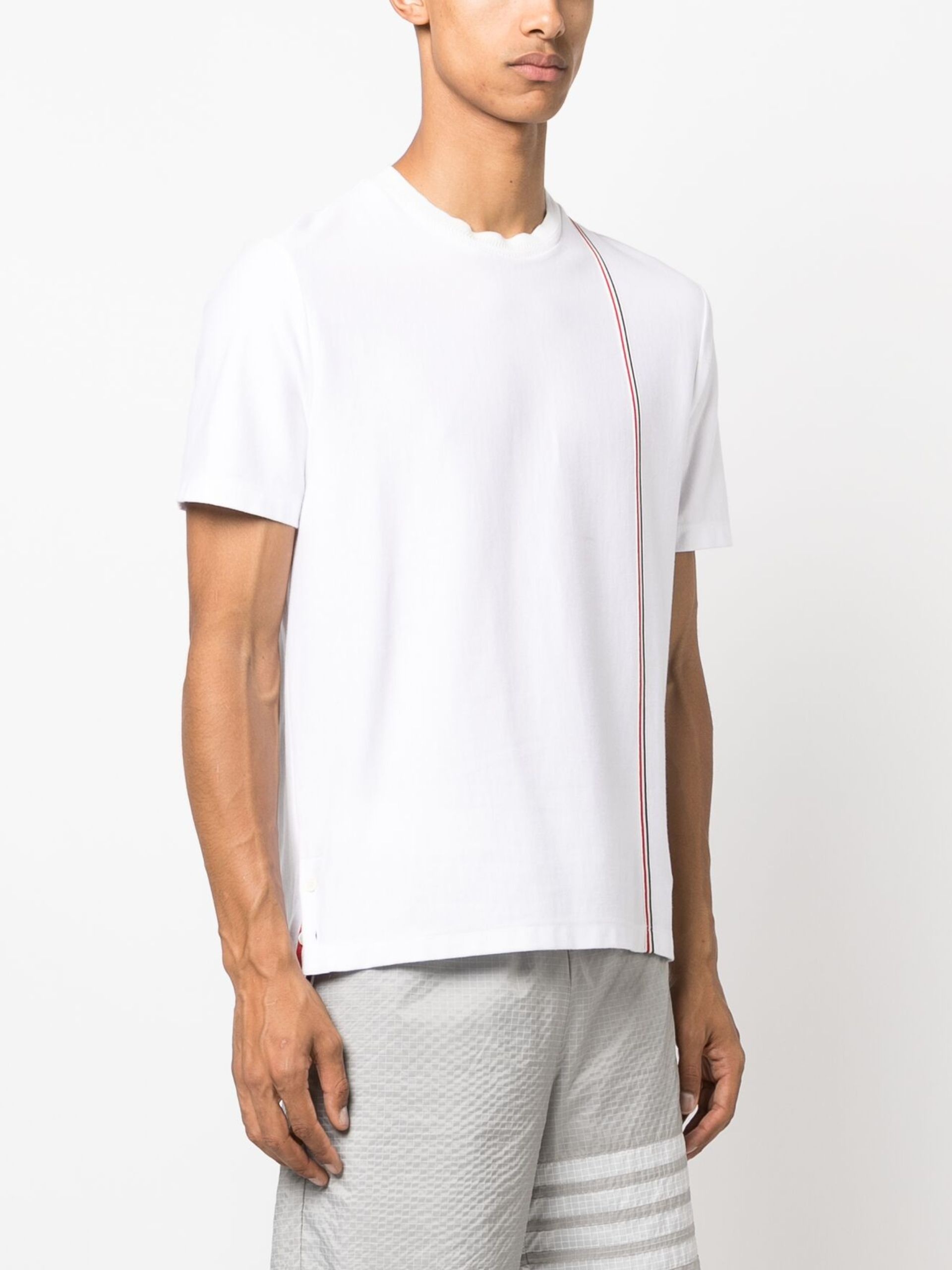 White RWB Stripe-Print Cotton T-Shirt - 3