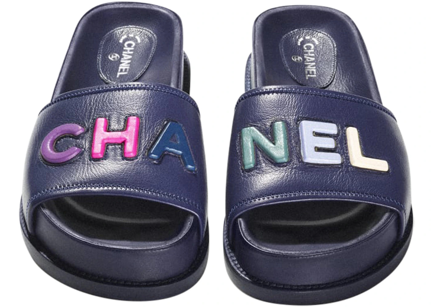 Chanel Logo Mule Sandal Navy Leather - 2