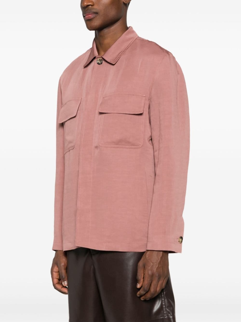 spread-collar shirt jacket - 3