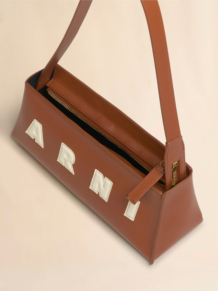 BROWN LEATHER MUSEO BAGUETTE BAG - 4
