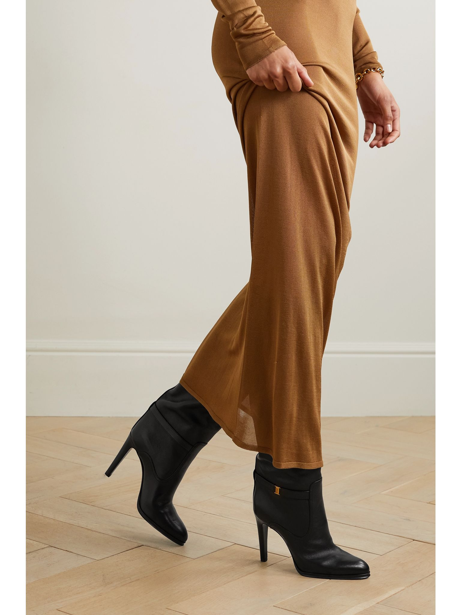 Diane logo-embellished leather knee boots Black - 2