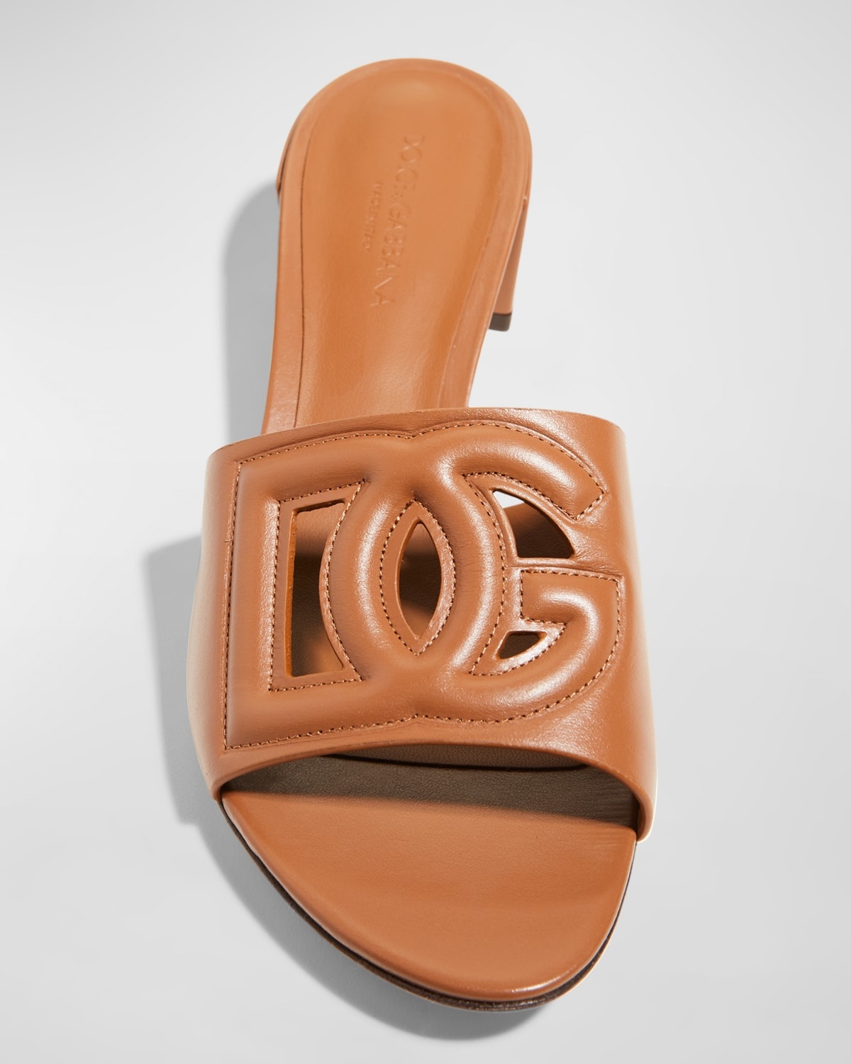 DG Cutout Leather Slide Sandals - 5