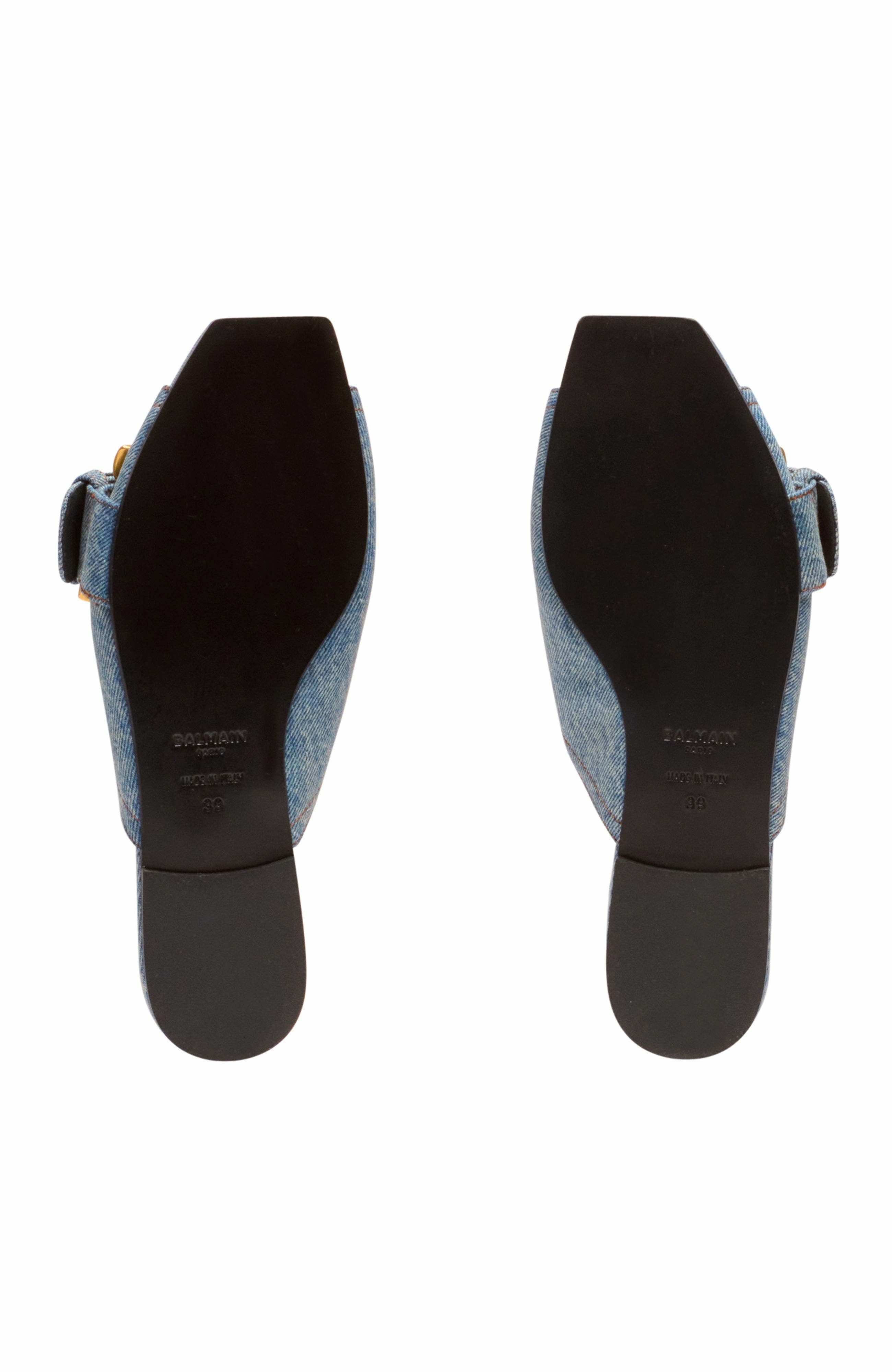 Balmain Anthem flat denim sandals in Blue at Nordstrom - 9