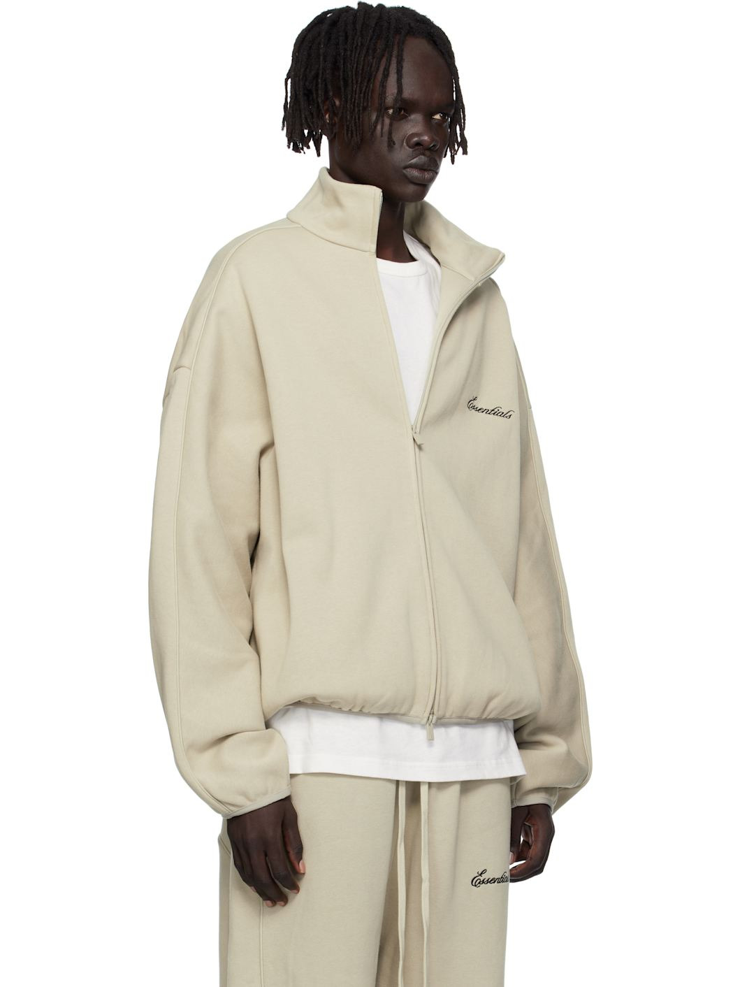 Taupe Modern Fit Fleece Track Jacket - 2