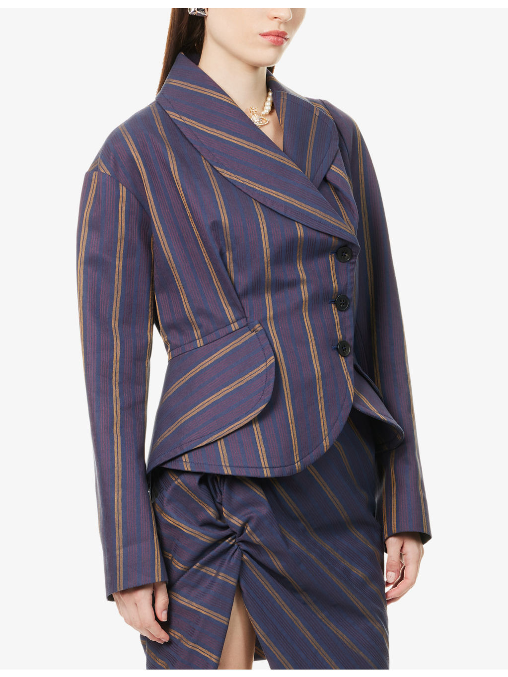 Stormy Asymmetric Stripe Cotton-Blend Jacket - 3