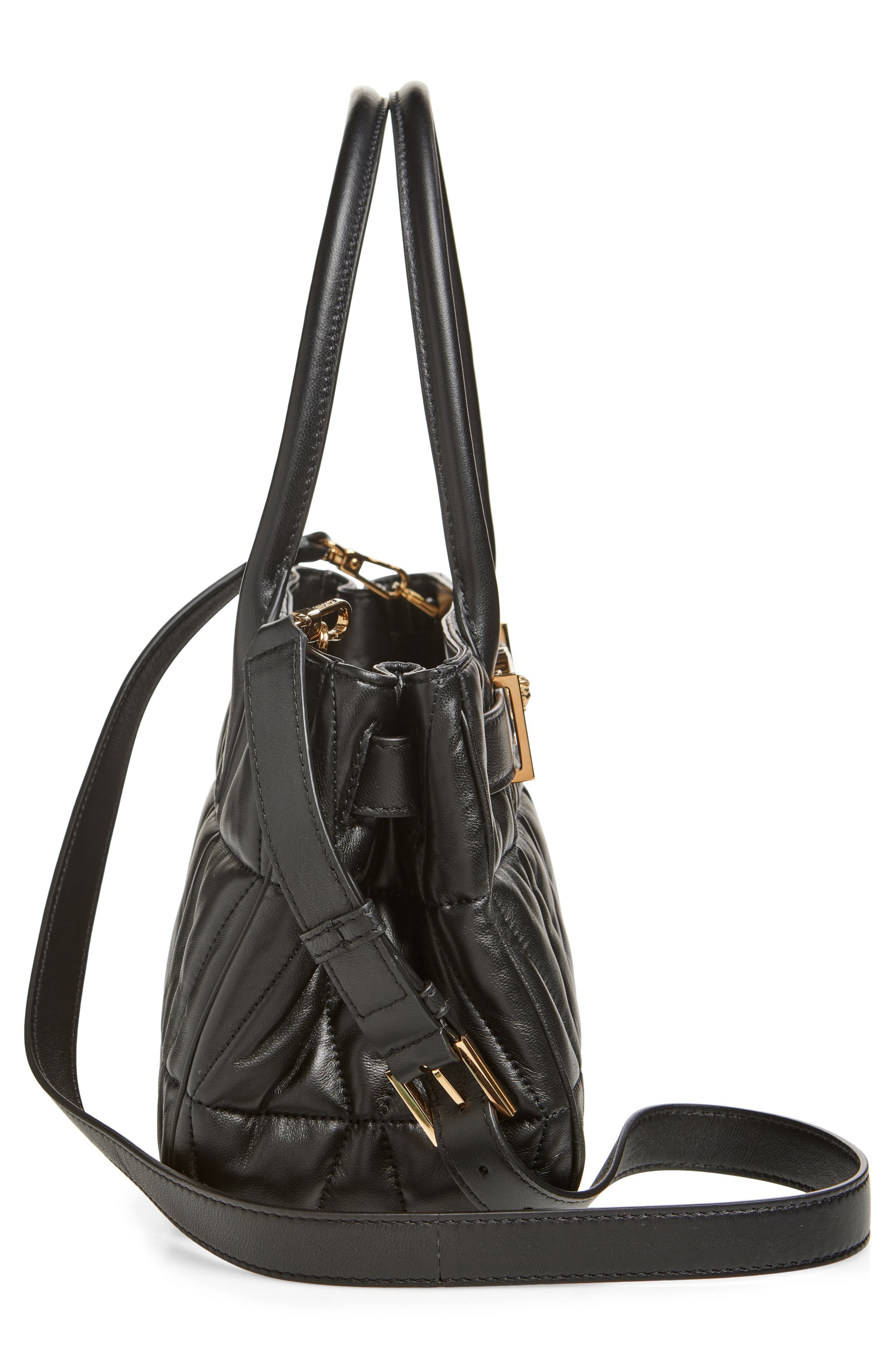 Versace Medium Medusa '95 Quilted Leather Tote in Black Versace Gold at Nordstrom - 6