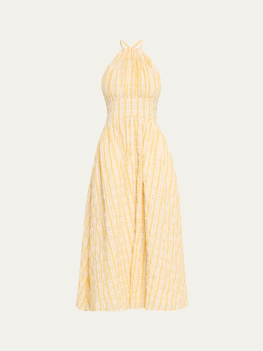 Halter in the Name of Love Checked Seersucker Dress - 1