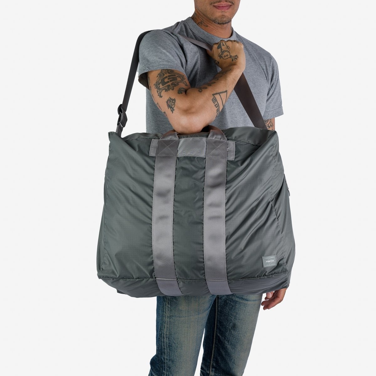 POR-FLEX-DUFF-GRY Porter - Yoshida & Co. - Flex 2Way Duffle Bag - Gray - 8