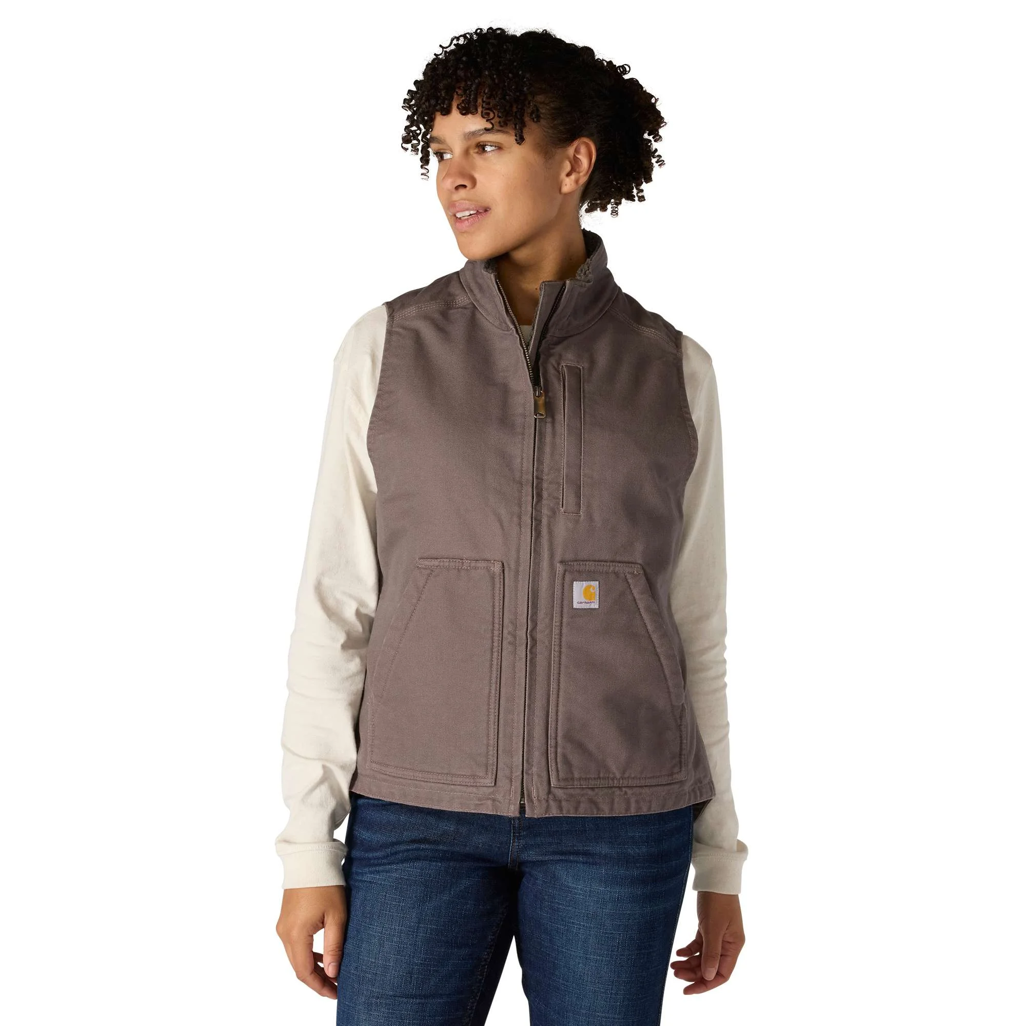 Women's Washed Duck Mock Neck Vest - 1