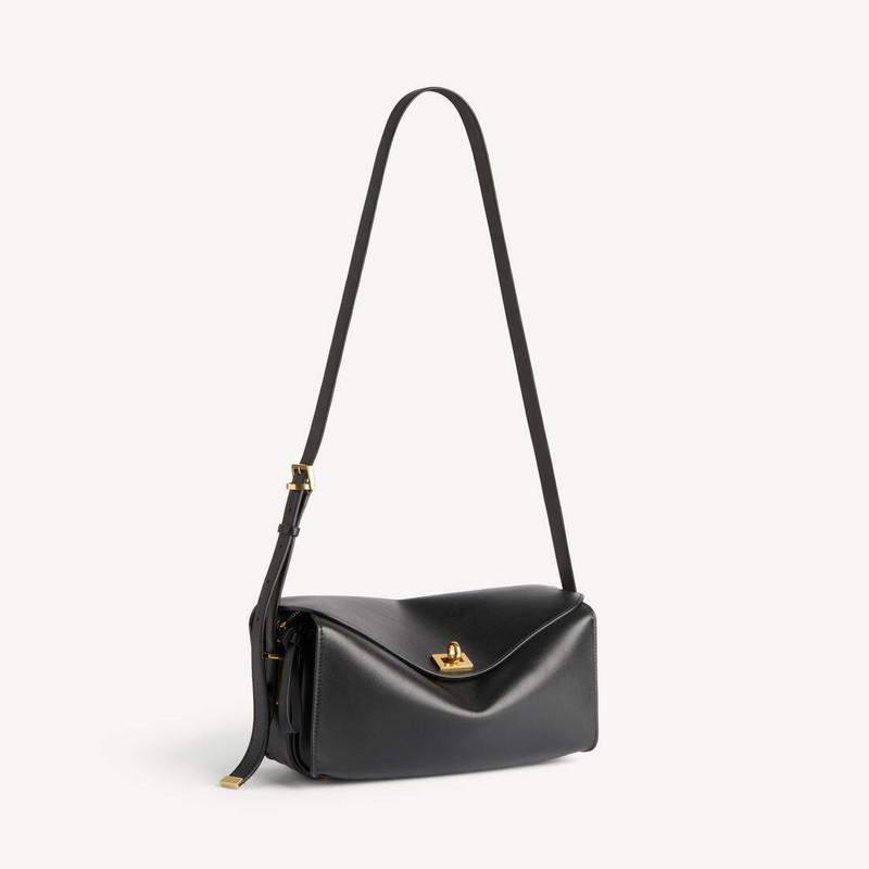 BALENCIAGA Women's Le 7 Shoulder Bag Medium in Black/muscade outlook