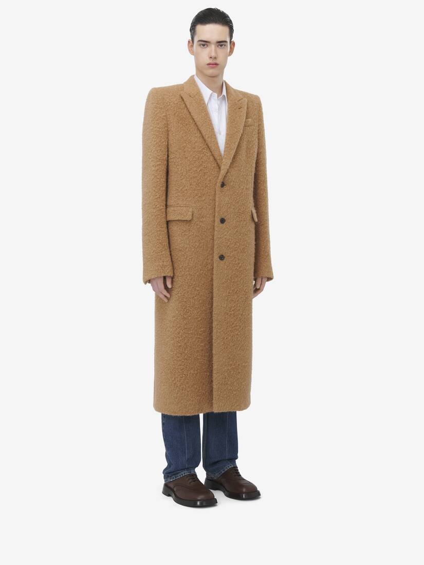Wool Stacked Shoulder Boxy Coat - 3