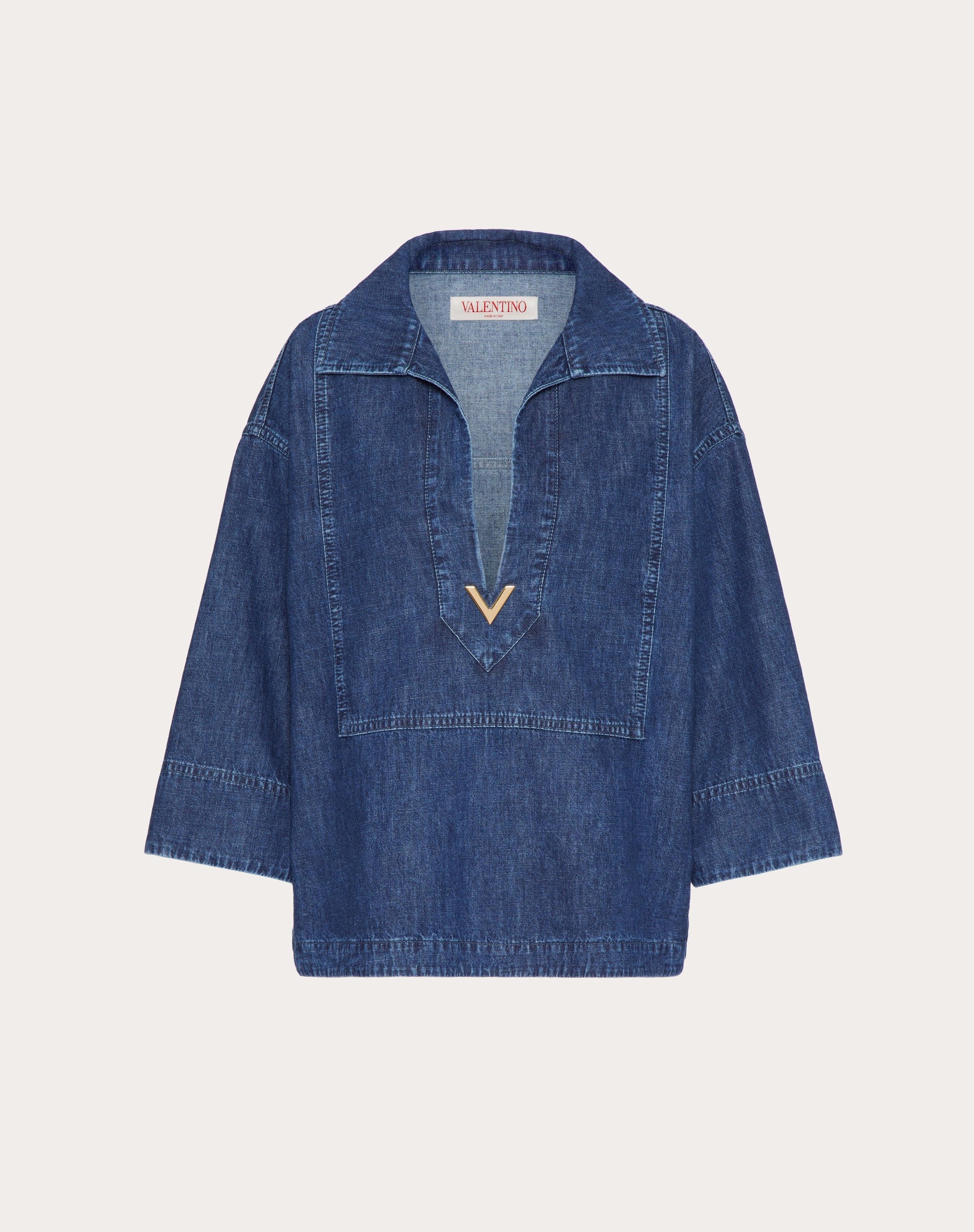 CHAMBRAY DENIM KAFTAN TOP - 1