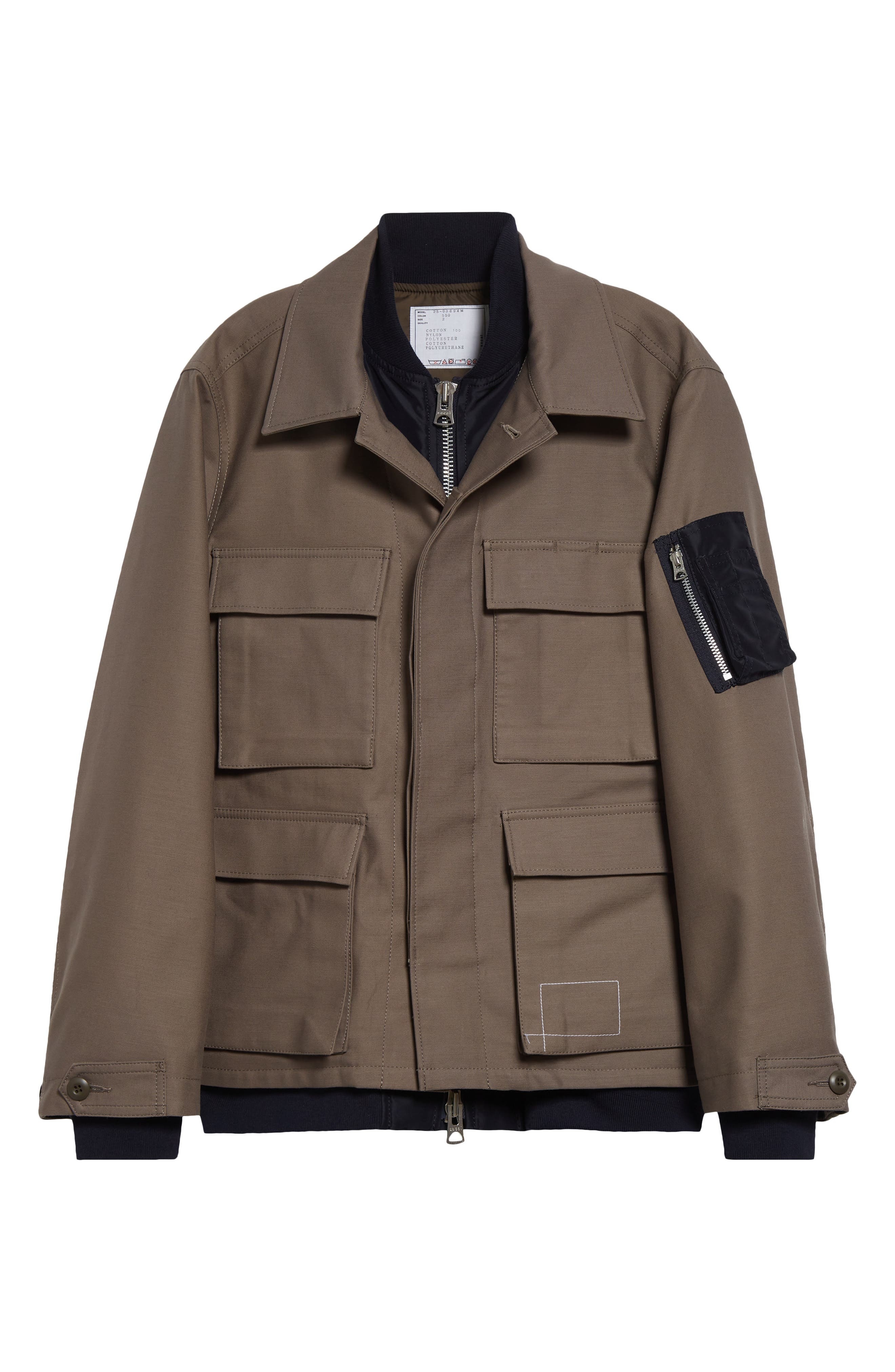 Sacai x WTAPS® Layered Chore Jacket in Taupe at Nordstrom - 7