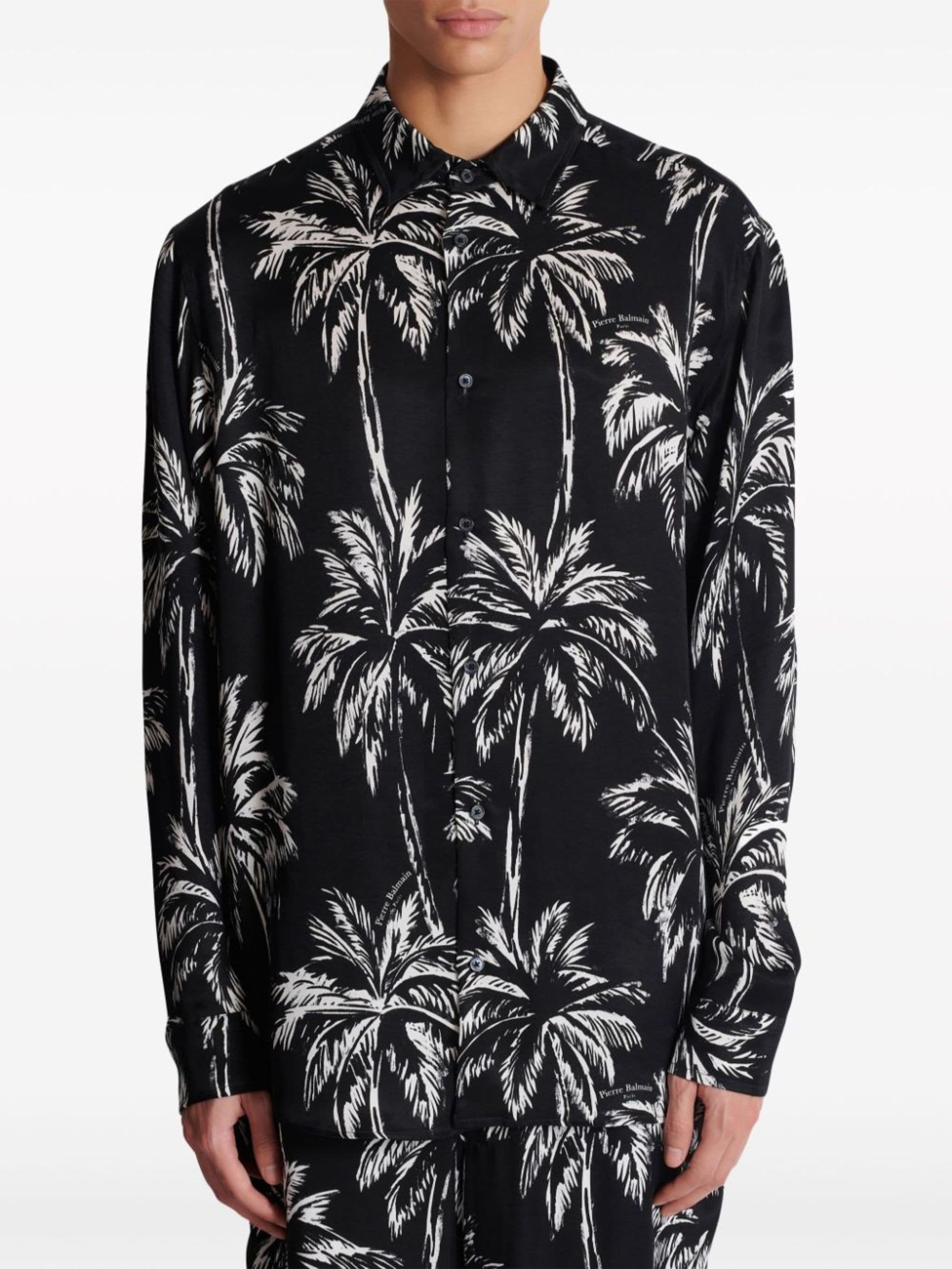 Balmain palm tree-print satin shirt | eraldo | REVERSIBLE