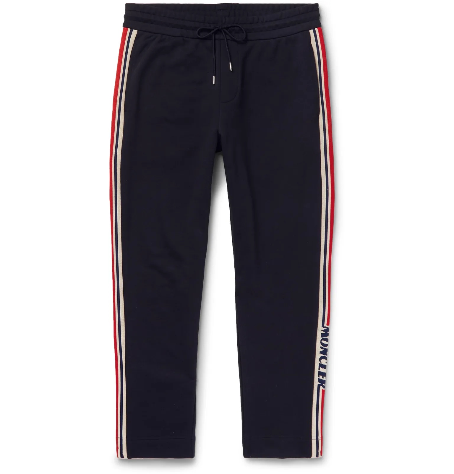 Slim-Fit Grosgrain-Trimmed Loopback Cotton-Jersey Track Pants - 1