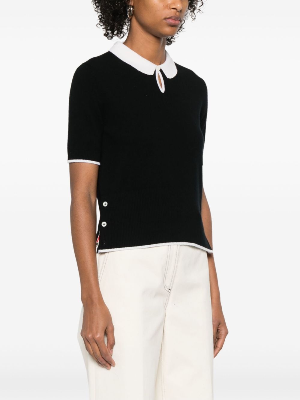 keyhole cashmere polo shirt - 3