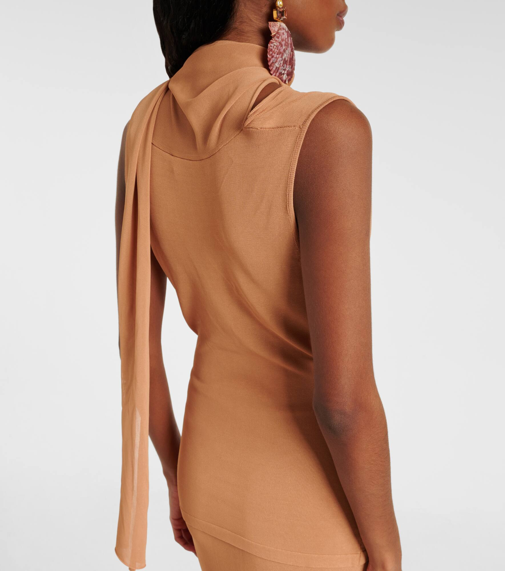 Draped scarf-detail top - 5