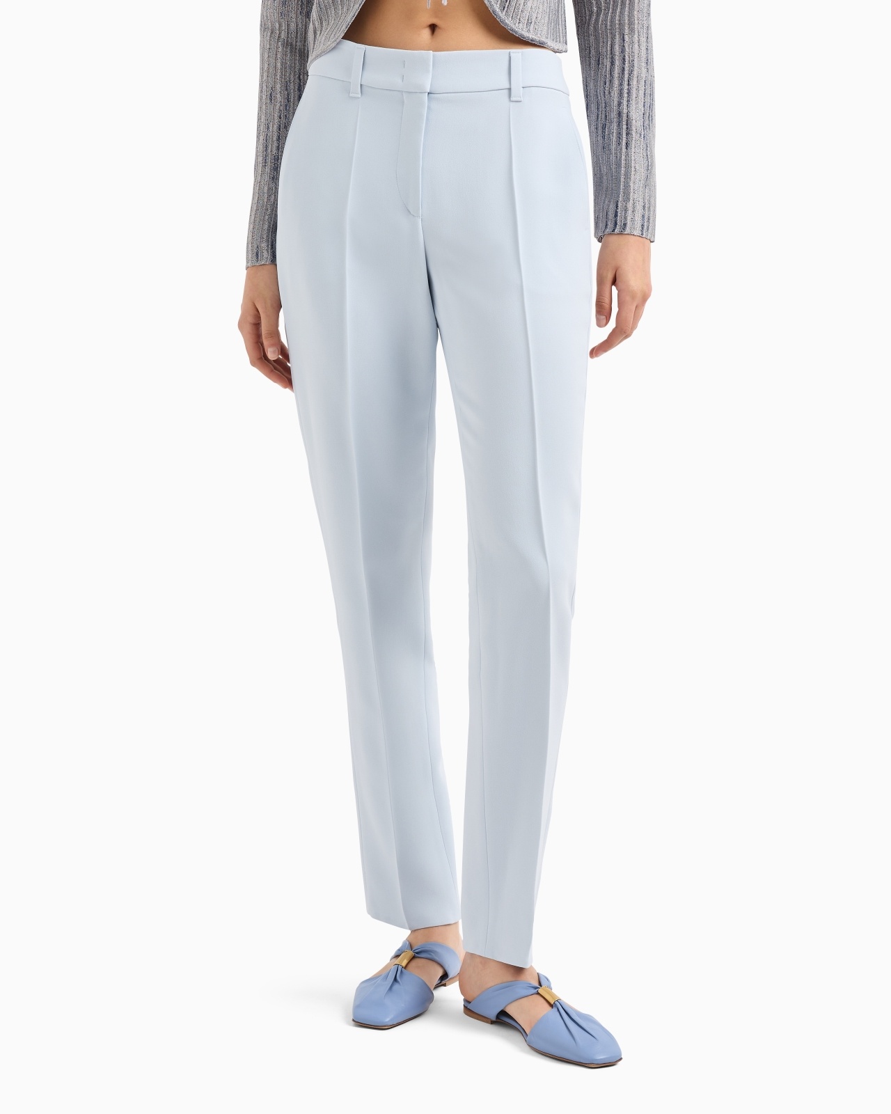 CADY CRÊPE TROUSERS WITH BELT LOOPS AND RIB - 4