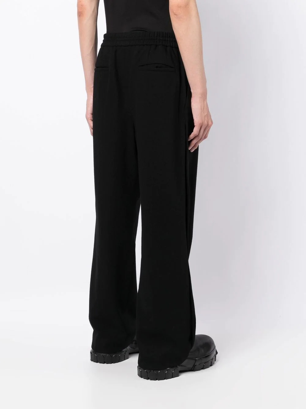 wide-leg elasticated-waist trousers - 4