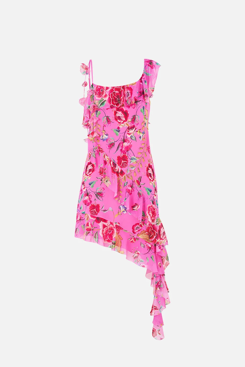 ASYMMETRIC HEM RUFFLE DRESS - 1