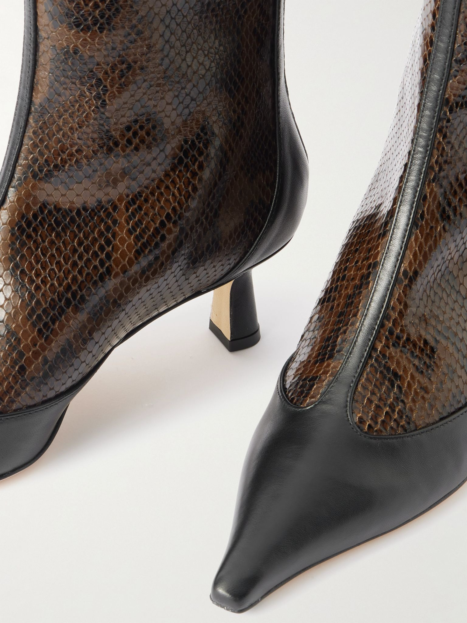 Sila smooth and snake-effect leather ankle boots Snake print - 4