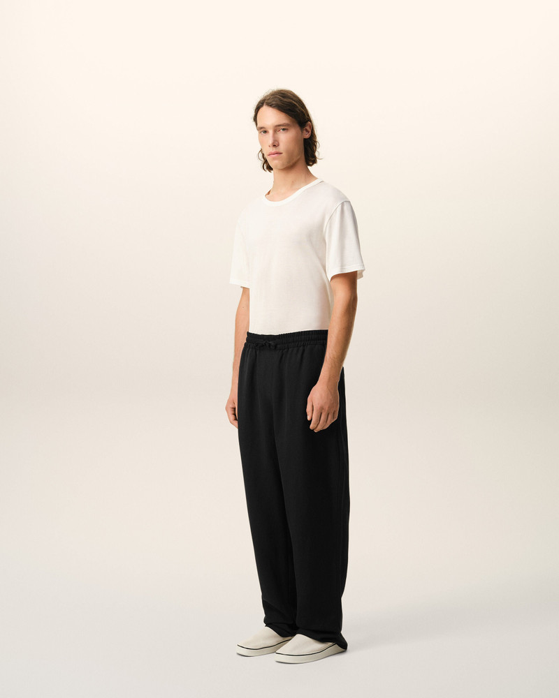 BLACK BLENDED LINEN ELASTICATED WAIST TROUSERS 6