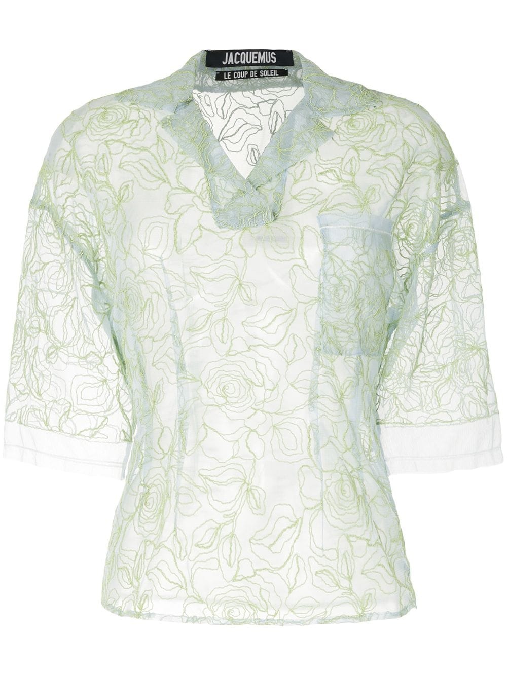 floral-embroidered sheer blouse - 1