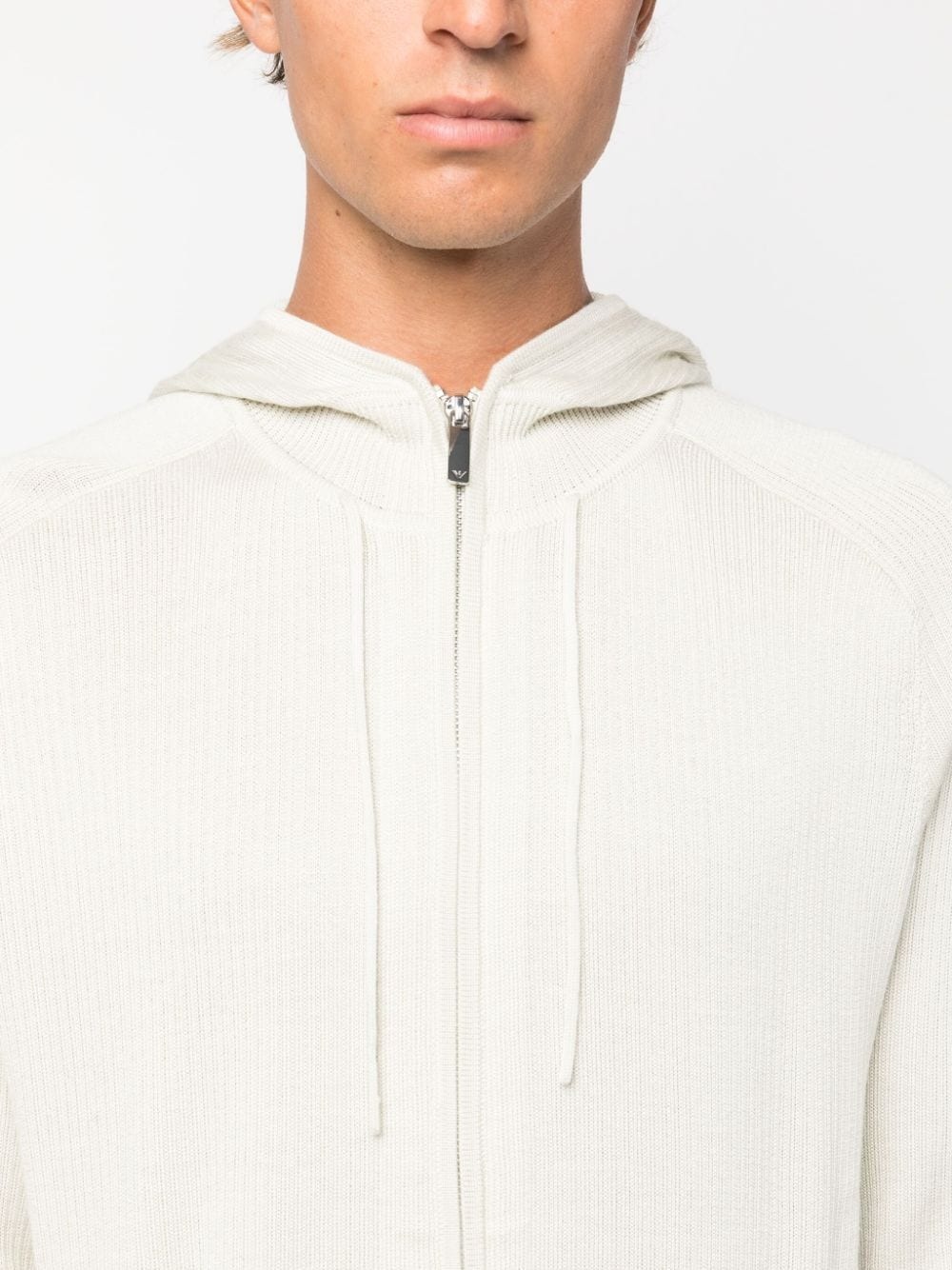 ribbed-knit zip-up hoodie - 5