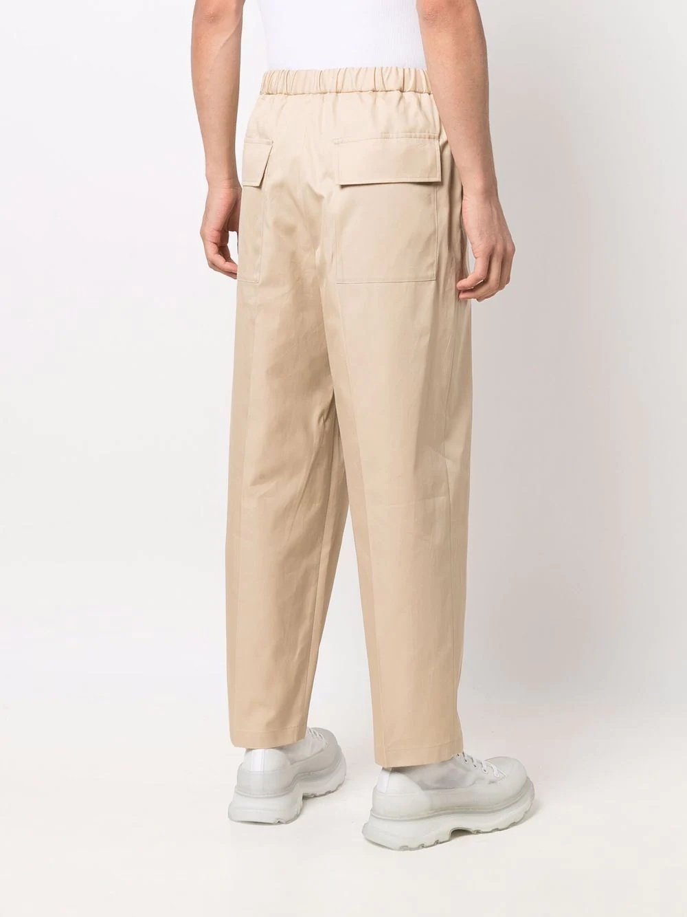 elasticated-waist straight chinos - 4