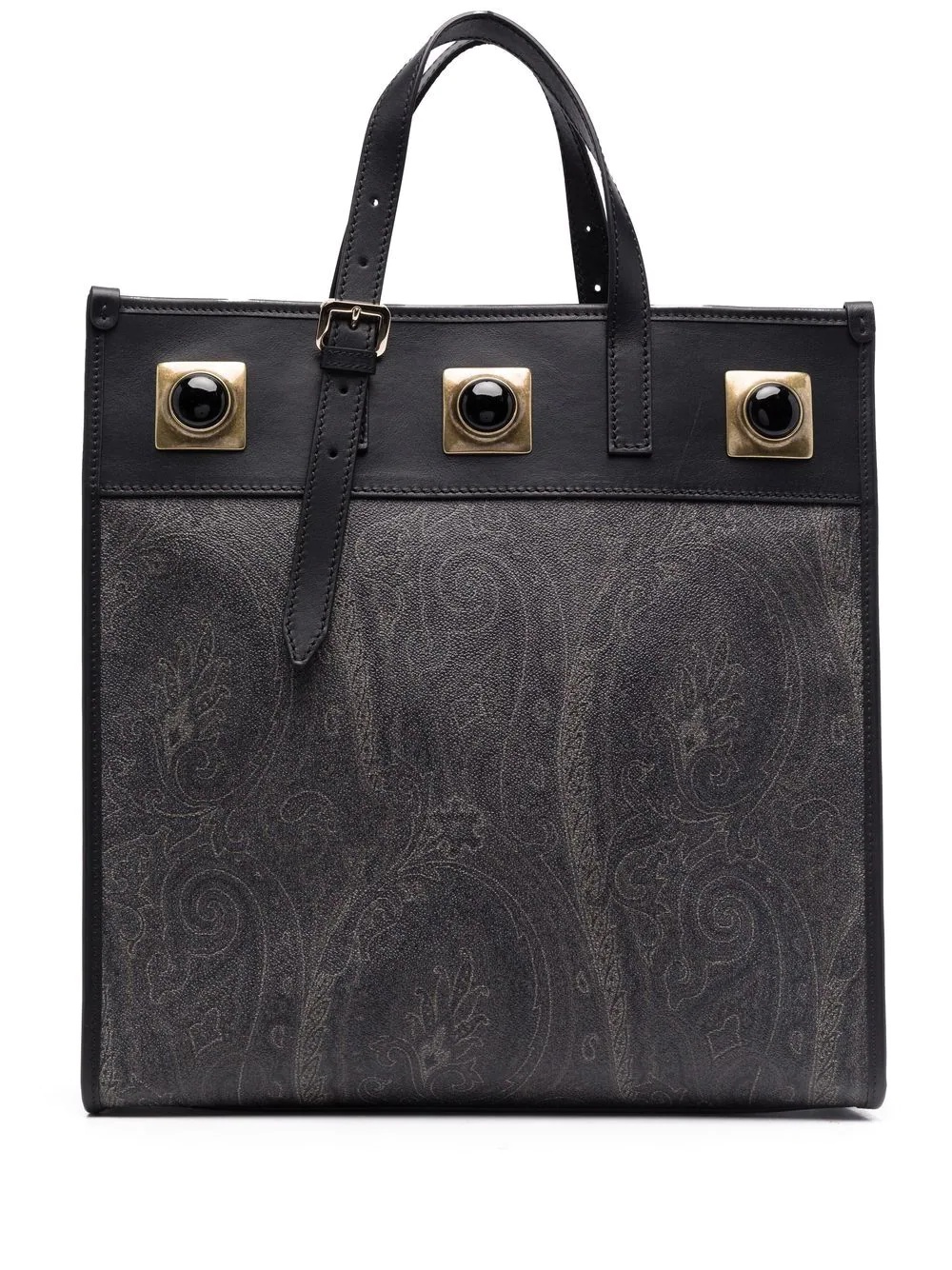 paisley-print leather tote bag - 1