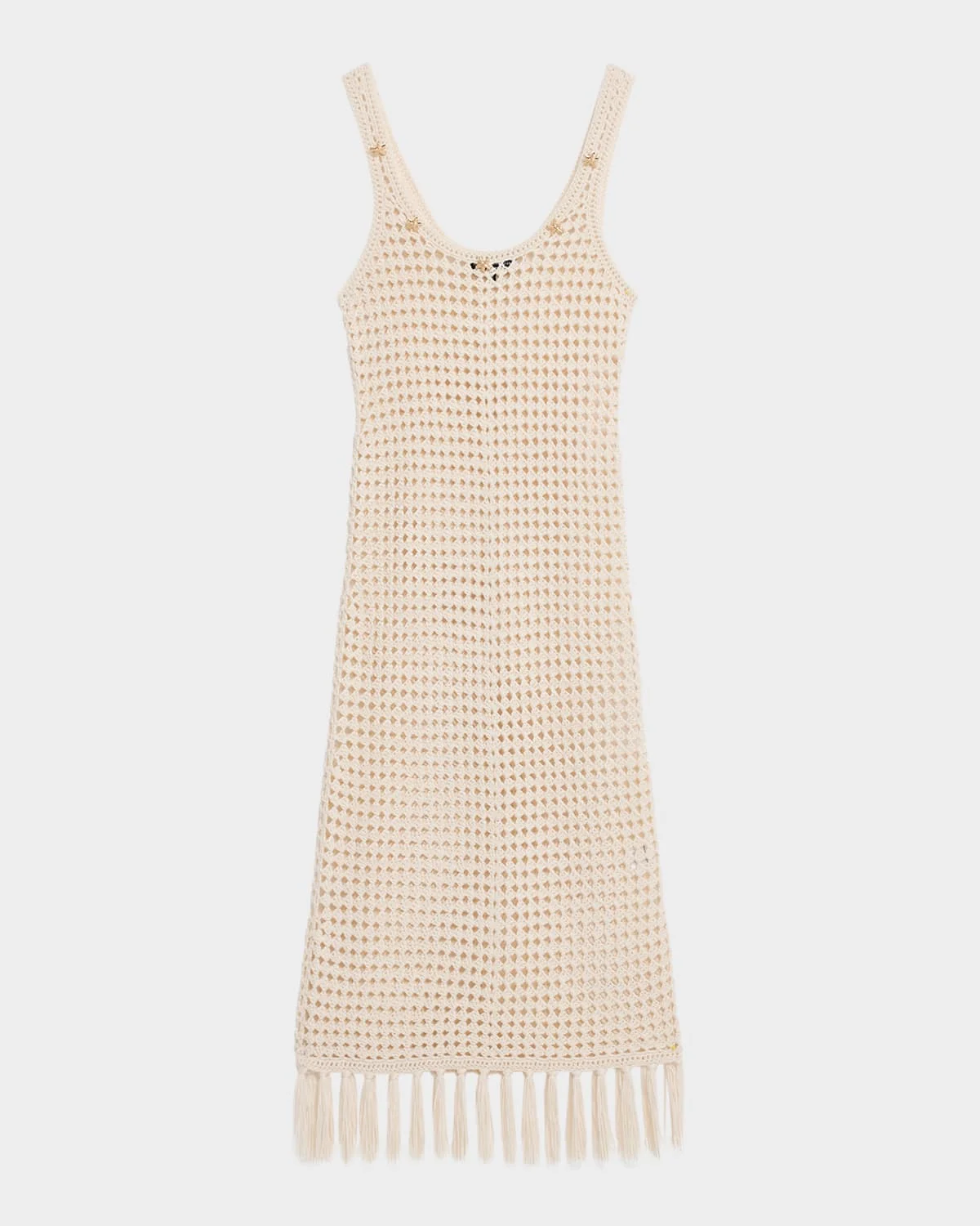 Gia Embellished Crochet Fringe Midi Dress - 1