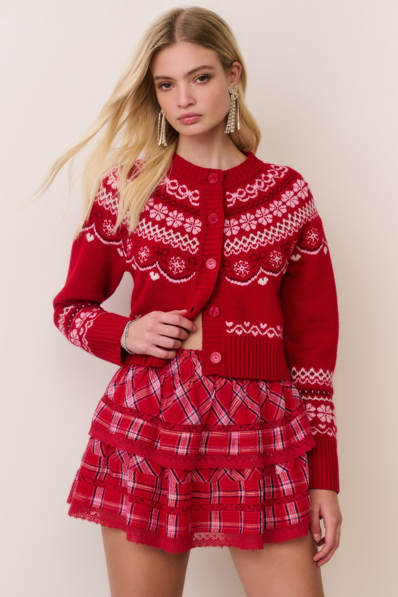 LoveShackFancy Shantae Wool Fair Isle Cardigan outlook