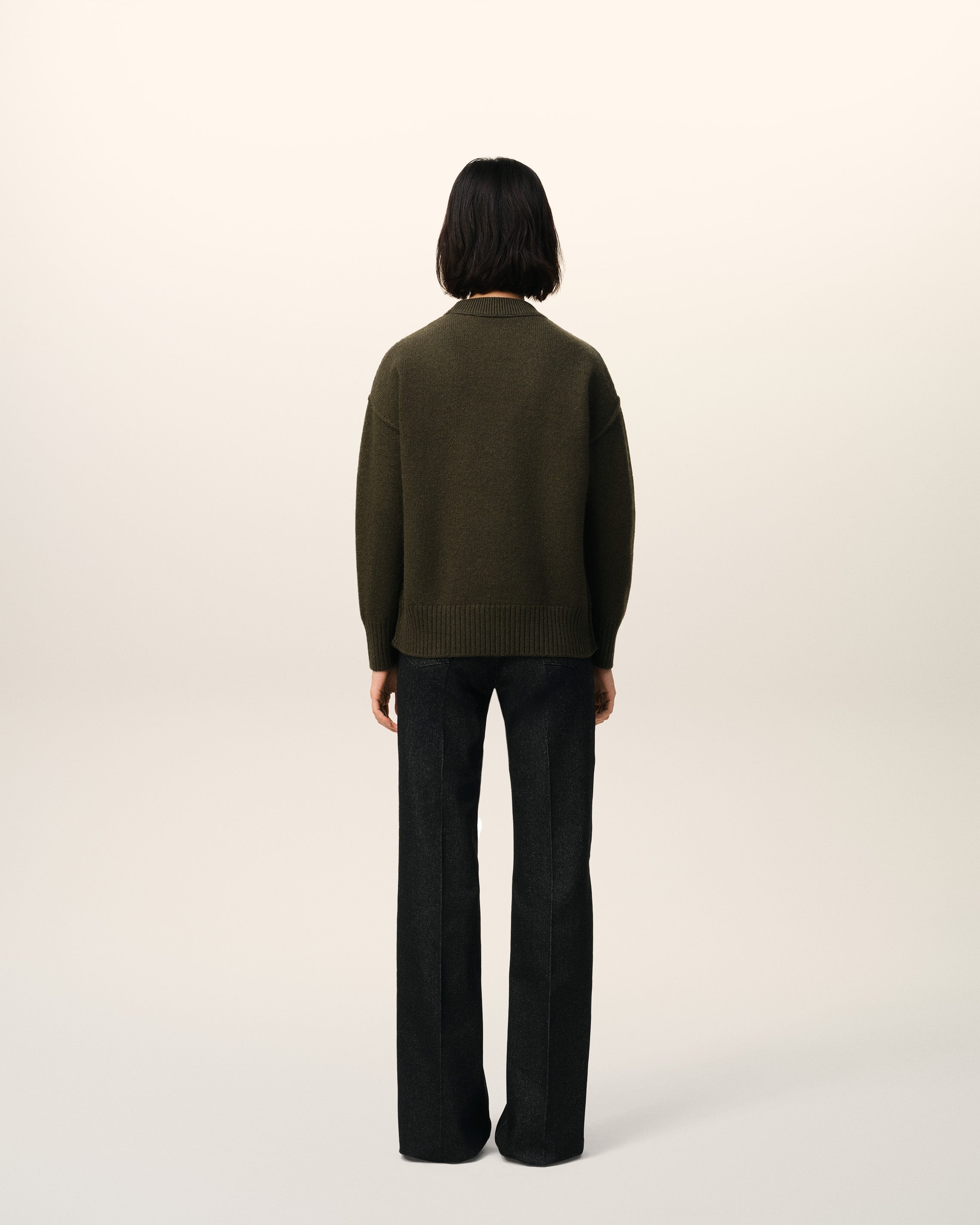 KHAKI WOOL AMI DE COEUR SWEATER - 5