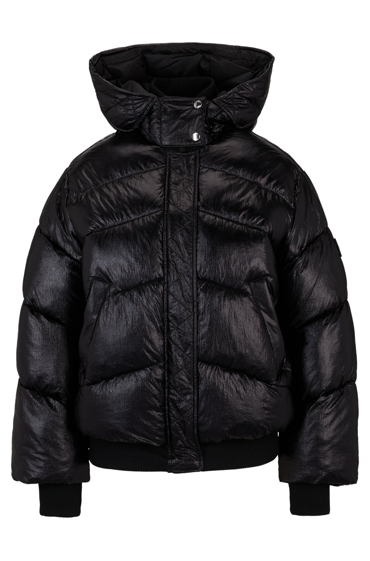 HOODED PUFFER JACKET WITH METALLIC EFFECT - 1