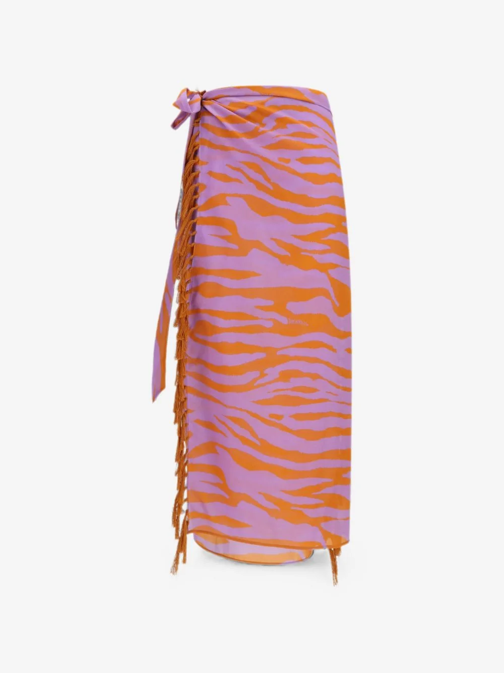 zebra-print fringed pareo - 1