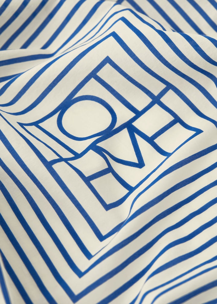 Signature monogram silk cotton scarf cobalt - 9
