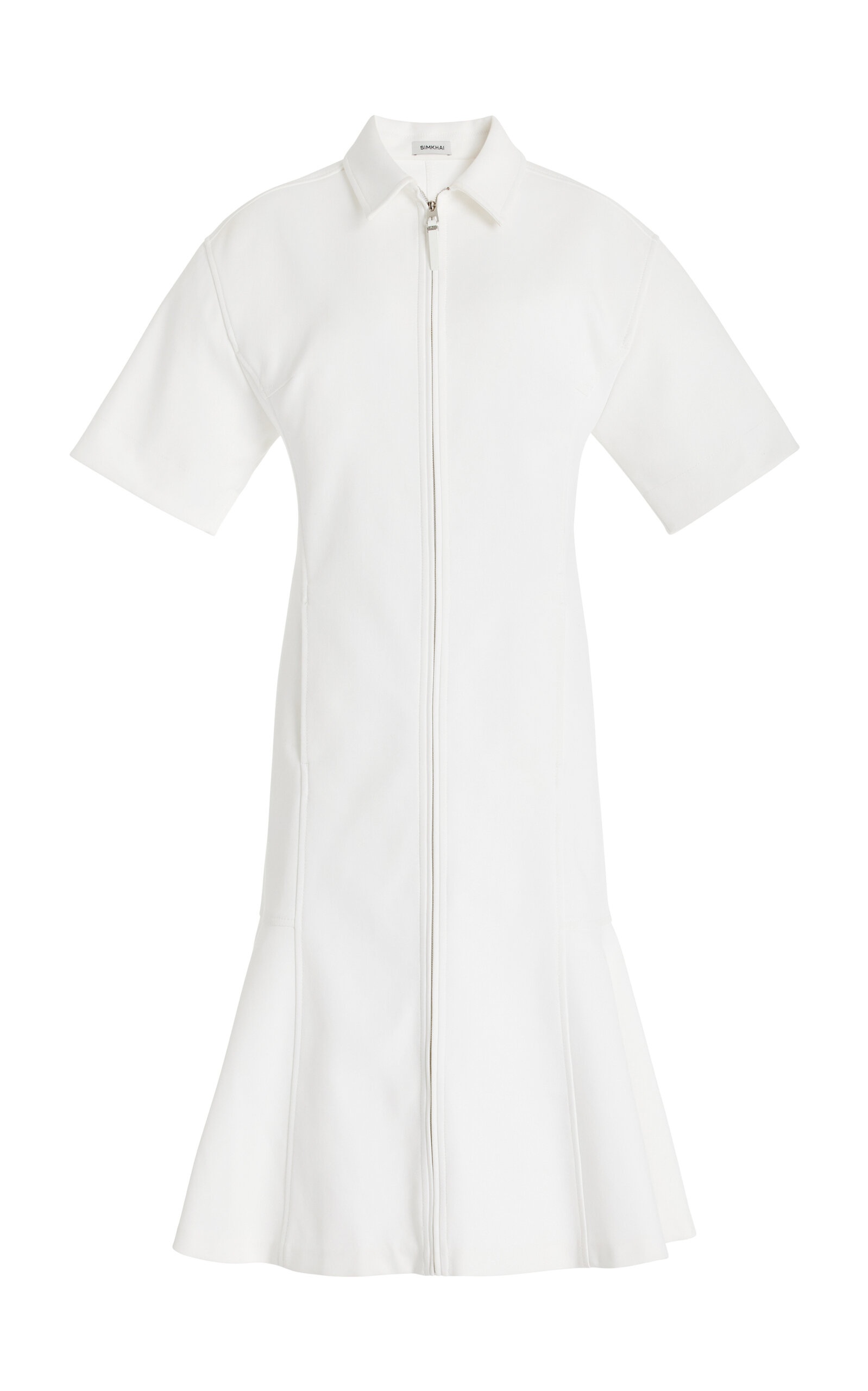 Winslow Zip-Front Suiting Midi Shirt Dress ivory - 1