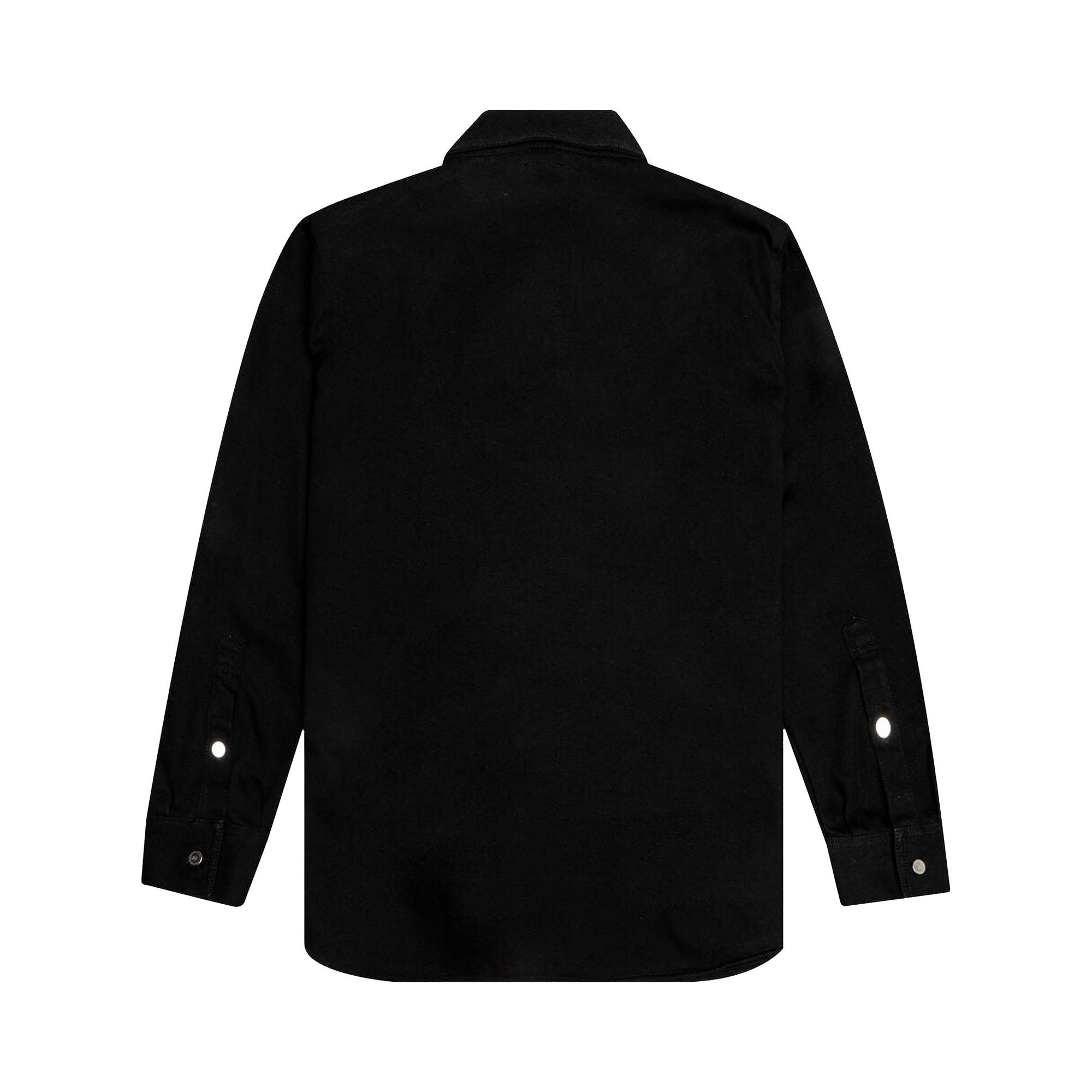 Raf Simons Slim Fit Denim Shirt With Leather Patch 'Black' - 2