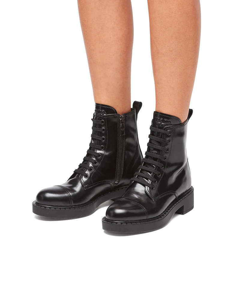 Prada Brushed leather laced booties outlook