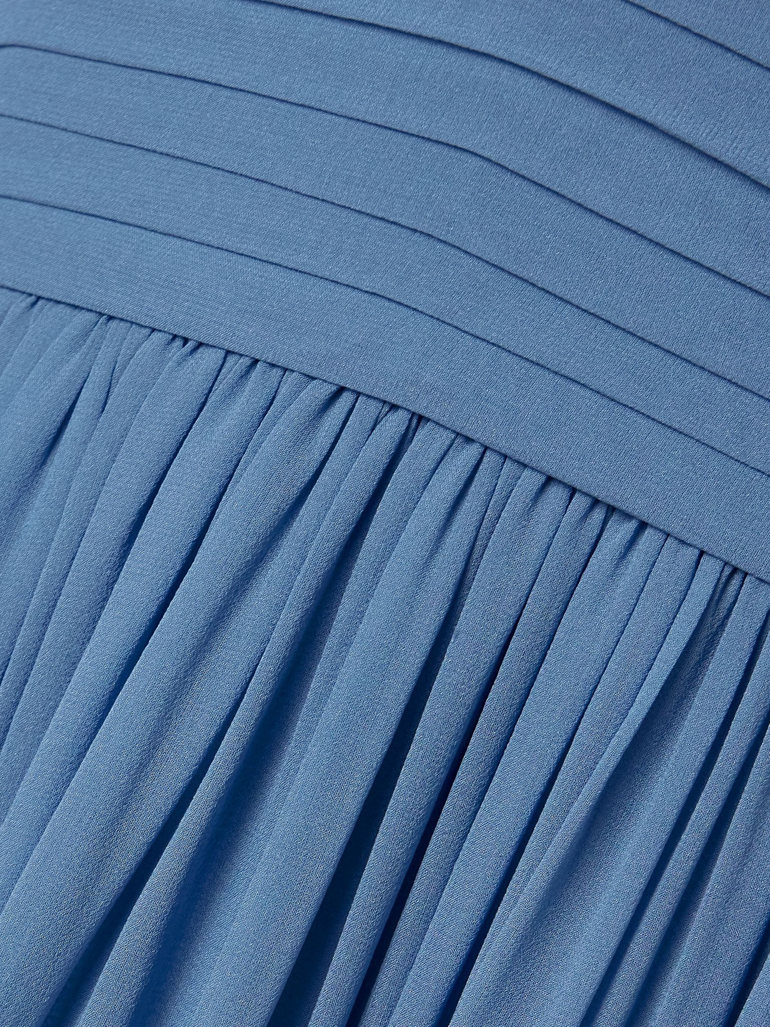 Cape-effect pleated silk-georgette gown Blue - 4