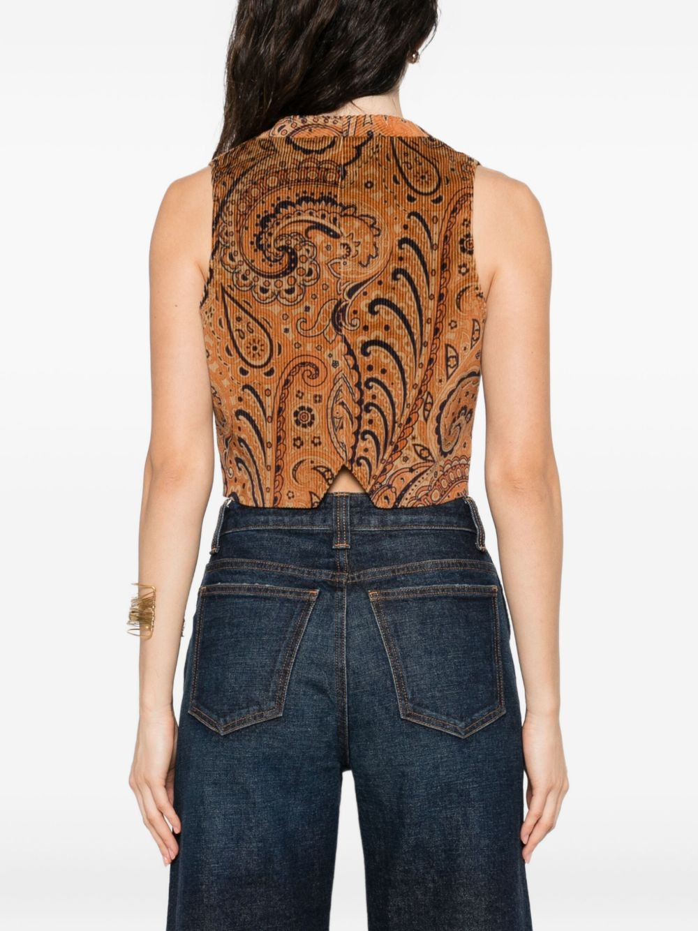 paisley-pattern corduroy waistcoat - 4