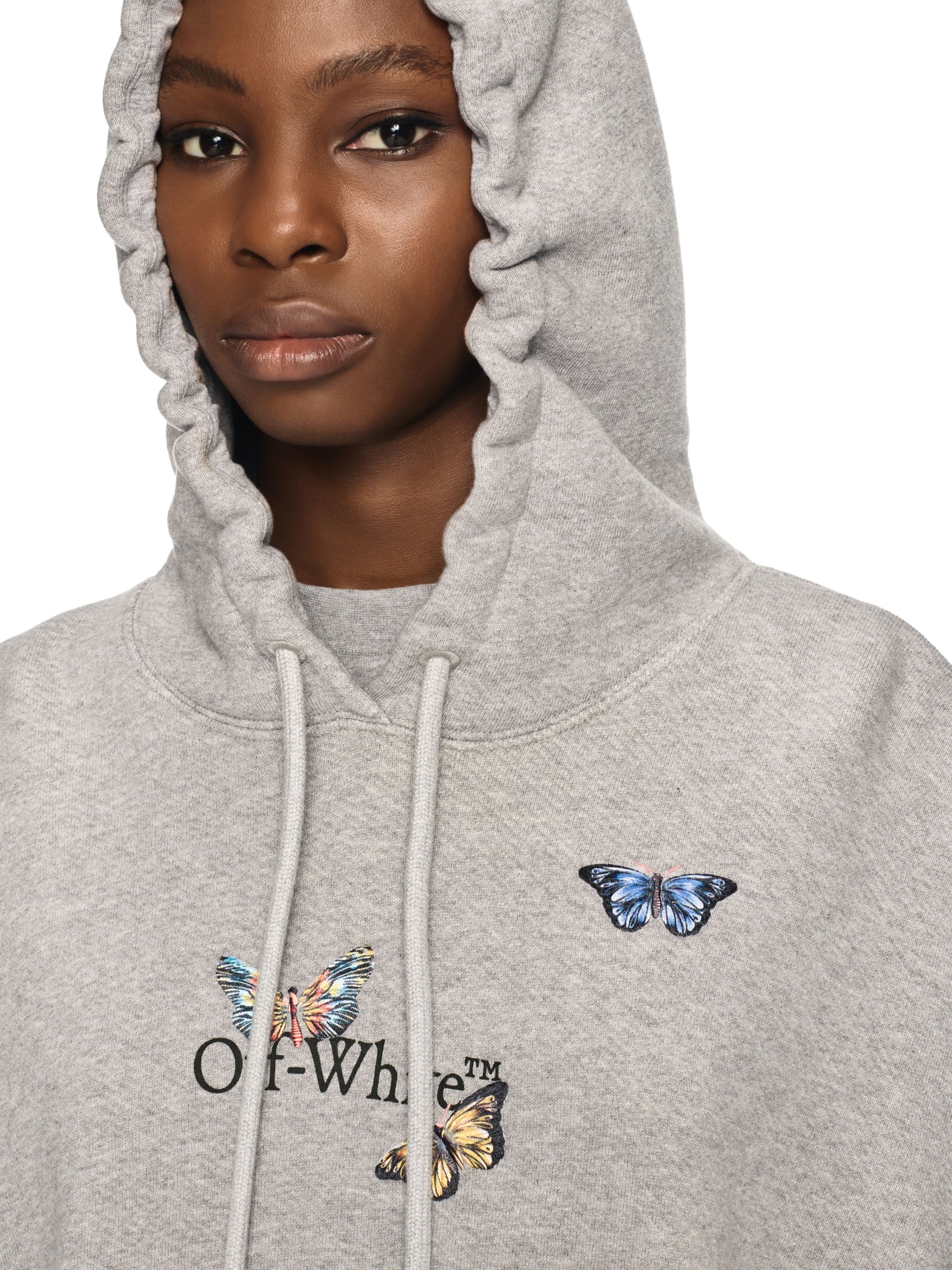 Off White Gray Bookish Butterfly Hoodie REVERSIBLE