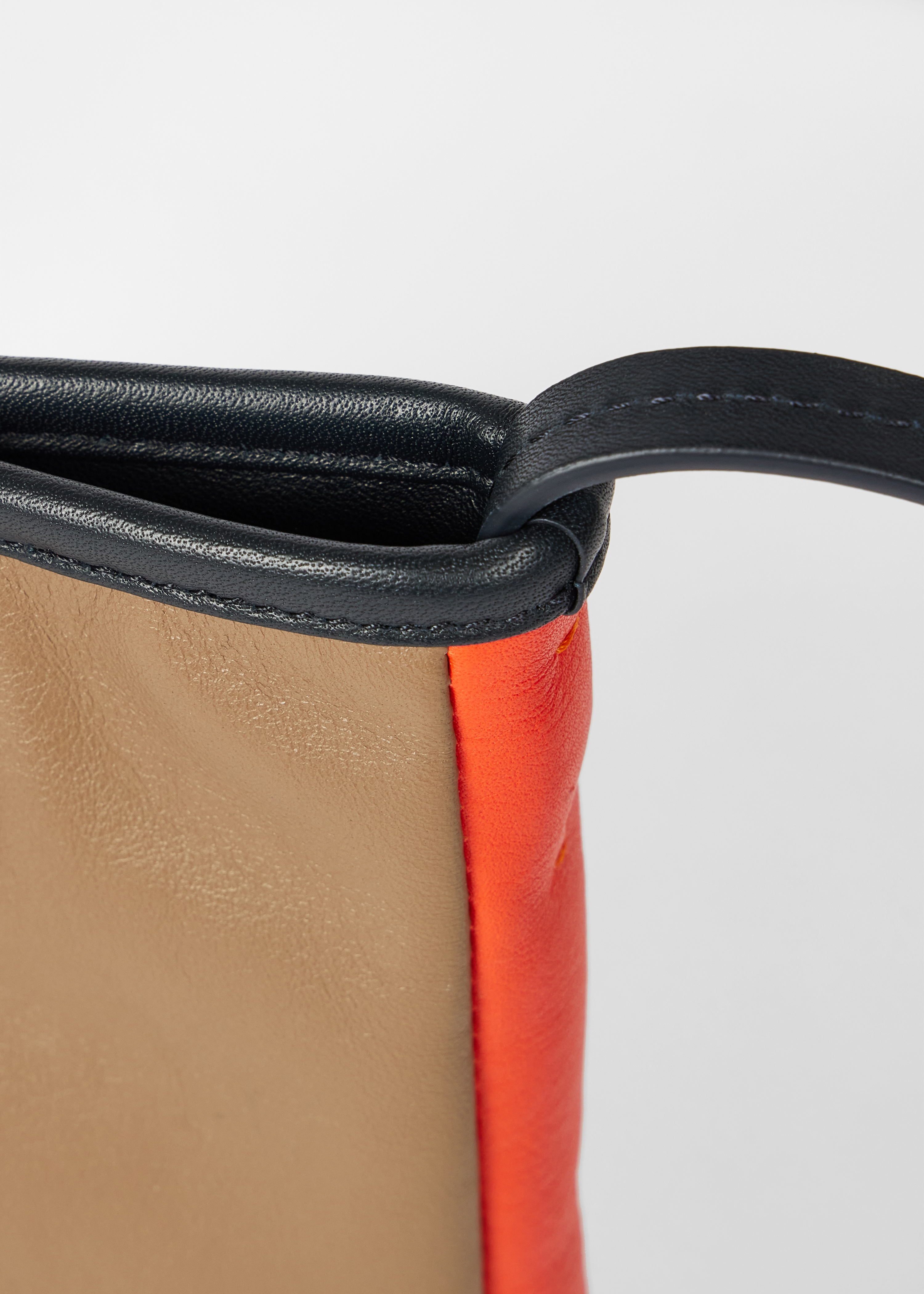 Taupe Colour-Block Leather Pouch Bag - 2