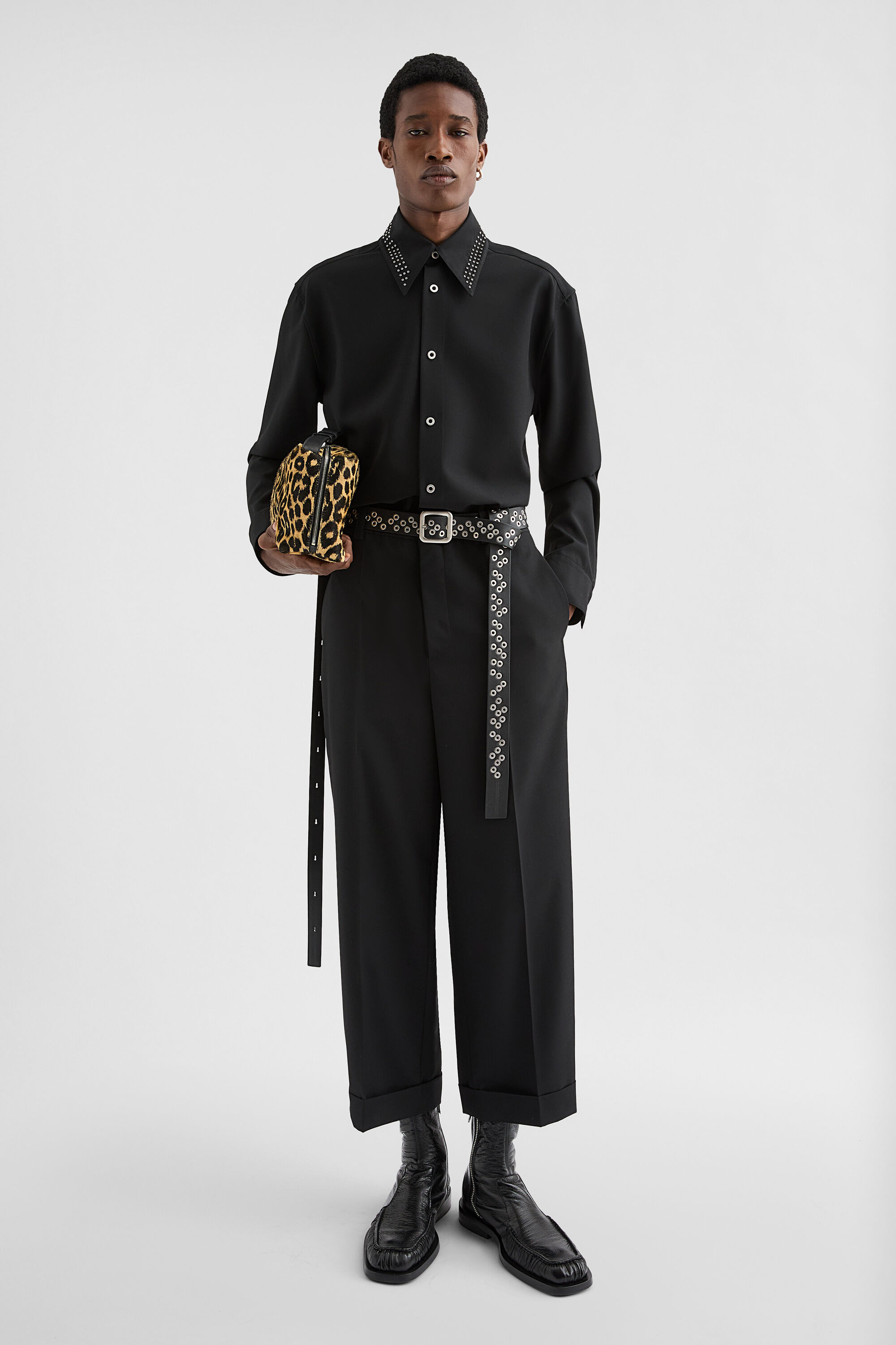 Wool Poplin Belted Trousers - 6